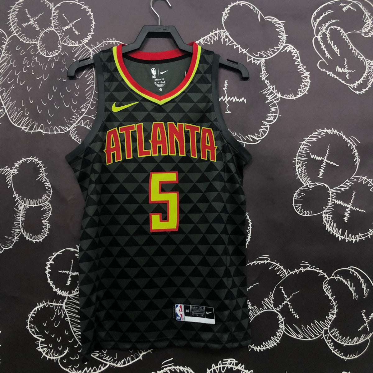 Atlanta Hawks Retro motif geometrique - Noir - Dejounte Murray - 5