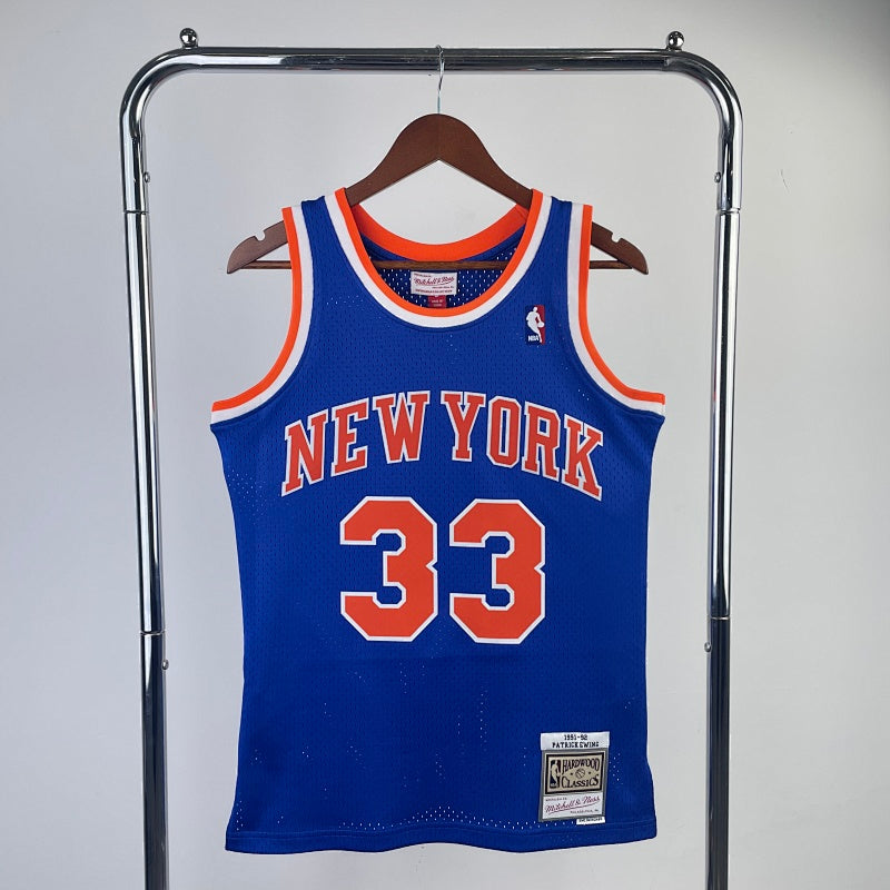 New York Knicks Retro 1991-92 Road - Bleu - Patrick Ewing - 33