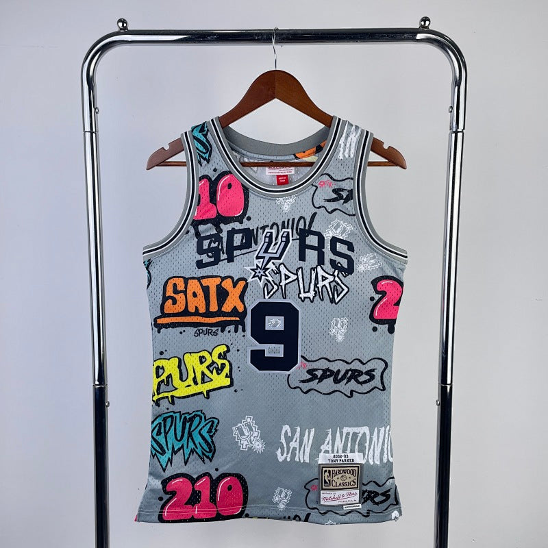 San Antonio Spurs Retro Graffiti - Gris - Tony Parker - 9