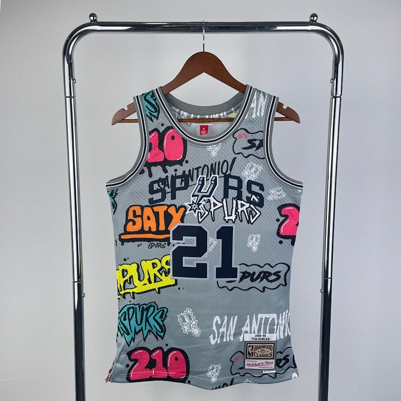 San Antonio Spurs Retro Graffiti - Gris - Tim Duncan - 21
