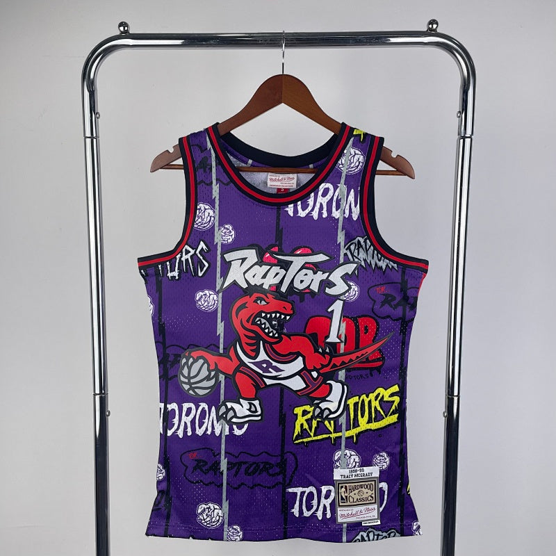 Toronto Raptors Retro Dino Graffiti - Violet - Tracy McGrady - 1