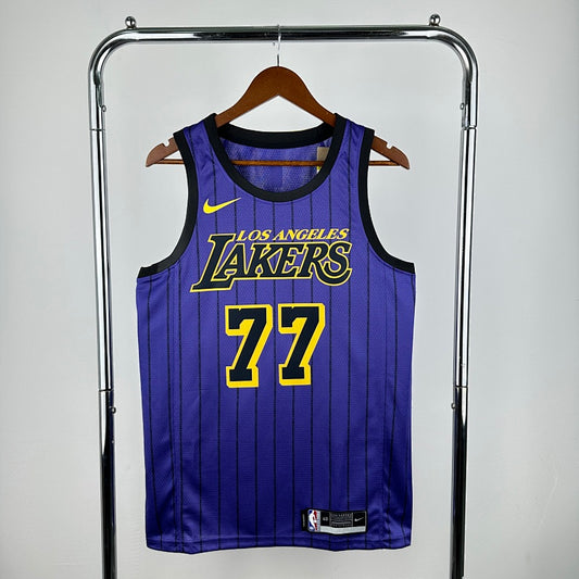 Los Angeles Lakers City Edition 2018-19 Magic Johnson - Violet a rayures - Luka Doncic - 77